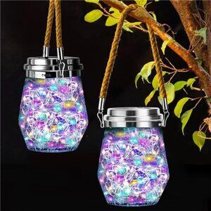 Solar Lantern, Hanging Solar Lights Waterproof 2 Pack, Upgraded 60 LED Lanterns